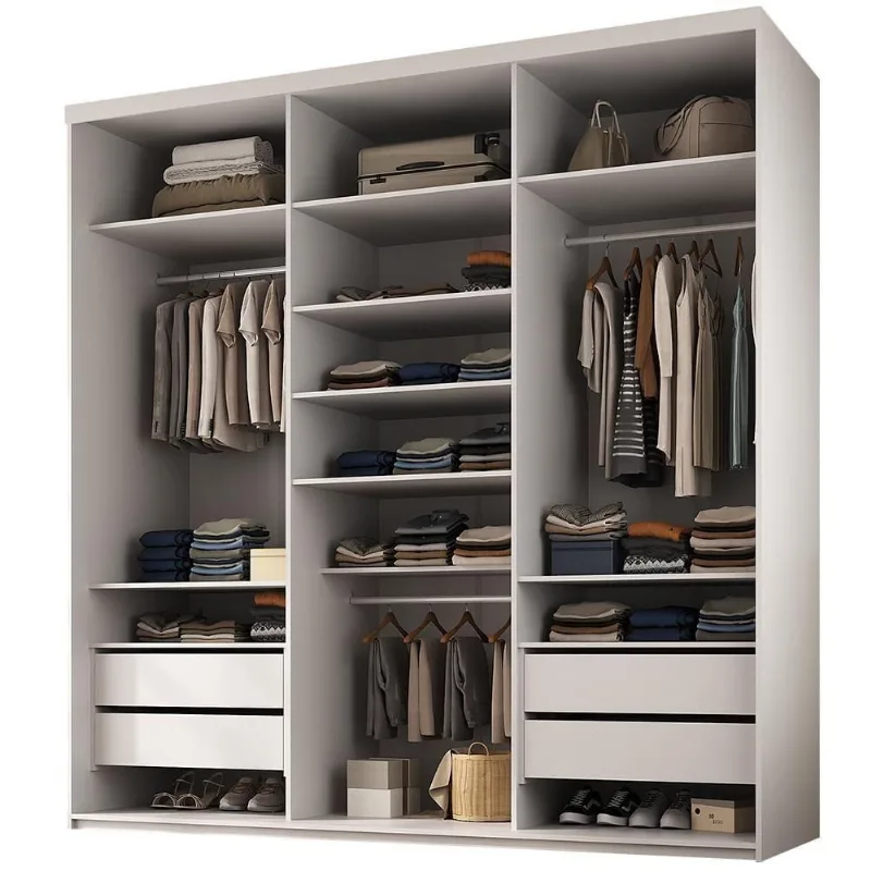 Closet Casal Tunísia R02 4 Gavetas 9 Prateleiras Mdf 208cm Branco Lyam Decor