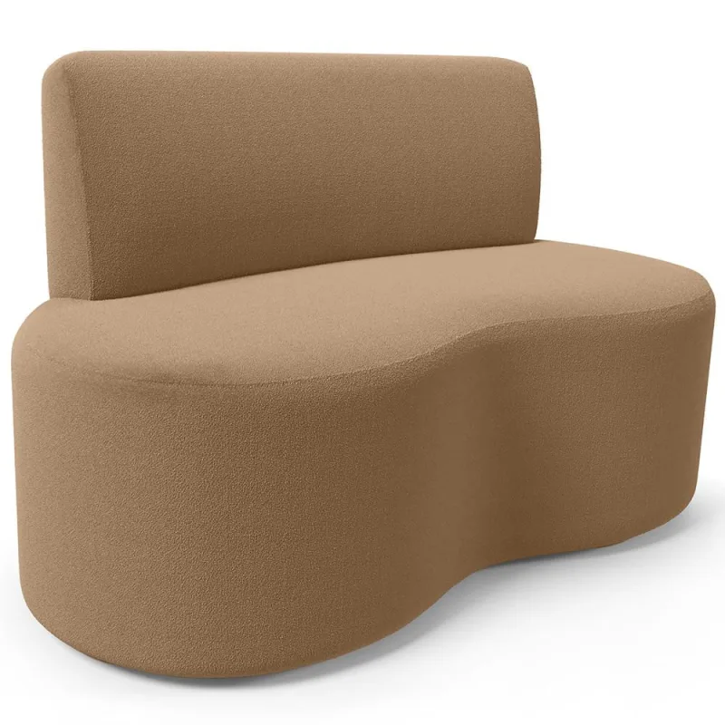 Sofá 2 Lugares Orgânico Para Sala de Estar Living Larissa L02 Bouclê Mostarda - Lyam Decor - Lyam Decor - Móveis