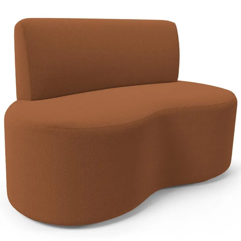 Sofá 2 Lugares Orgânico Para Sala de Estar Living Larissa L02 Bouclê Terracota - Lyam Decor - Lyam Decor - Móveis
