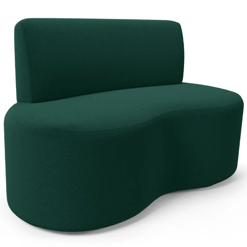 Sofá 2 Lugares Orgânico Para Sala de Estar Living Larissa L02 Bouclê Verde - Lyam Decor - Lyam Decor - Móveis