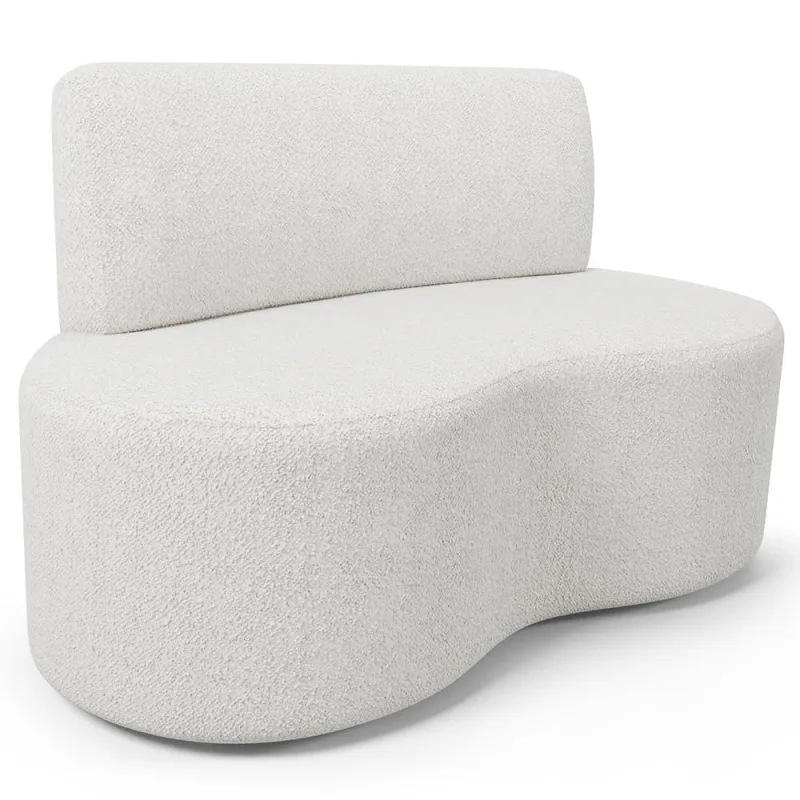 Sofá 2 Lugares Orgânico Para Sala de Estar Living Larissa L02 Bouclê Branco - Lyam Decor - Lyam Decor - Móveis