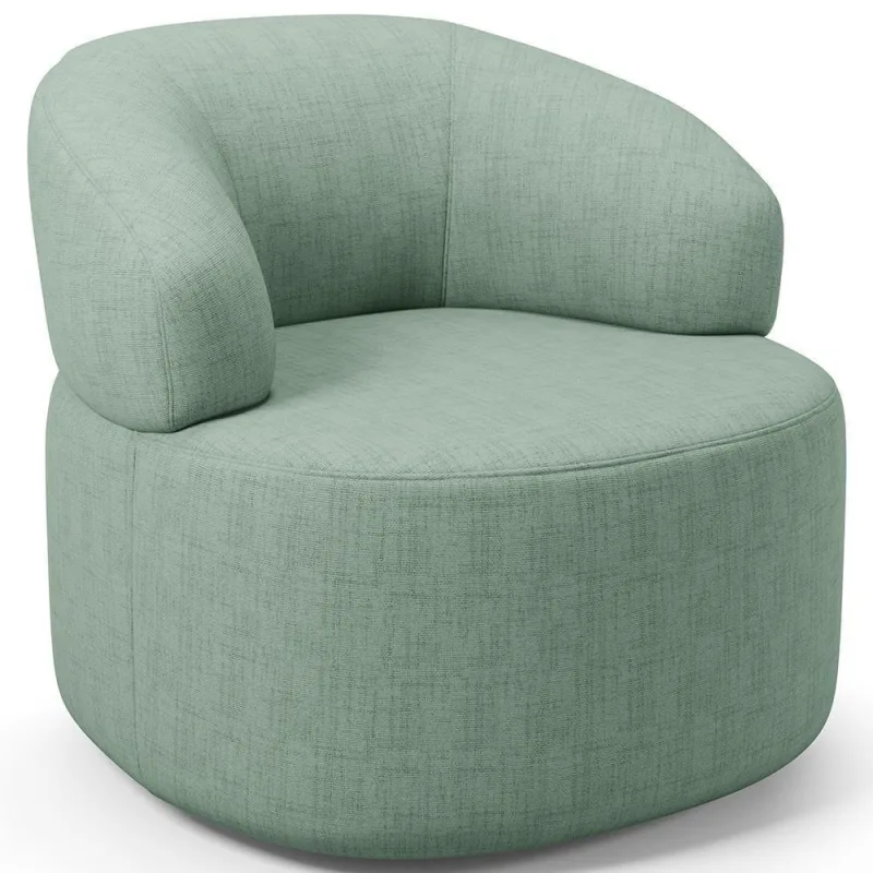 Poltrona Giratória Orgânica Para Sala De Estar Living Helena L02 Linho Verde Menta - Lyam Decor - Lyam Decor - Móveis