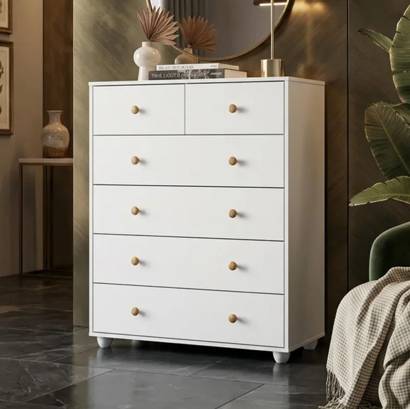 Cômoda Para Quarto 6 Gavetas 90cm Varsóvia A04 Branco - Lyam Decor - Lyam Decor - Móveis