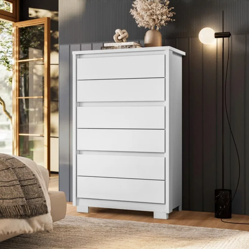 Cômoda Para Quarto Pequena 6 Gavetas 79cm Unitá A04 Branco - Lyam Decor - Lyam Decor - Móveis