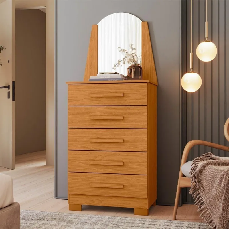 Cômoda para Quarto Savona A04 5 Gavetas MDP e MDF Cinamomo Lyam Decor - Lyam Decor