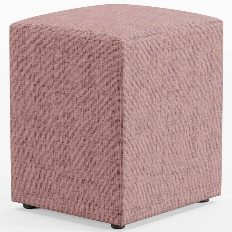 Puff Quadrado Decorativo Sala De Estar L02 Linho Rosa - Lyam Decor - Lyam Decor