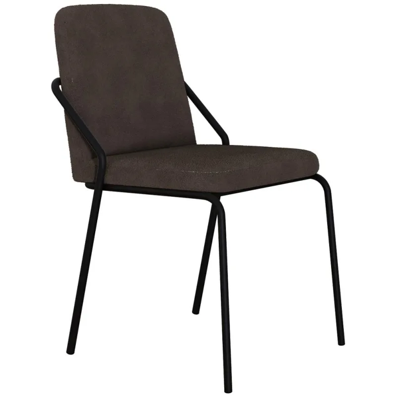 Cadeira Estofada Para Sala de Jantar Loft Preto C01 Bouclê Marrom - Lyam Decor - Lyam Decor - Móveis