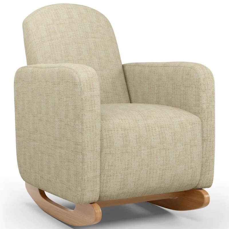 Poltrona De Amamentação Com Balanço Orgânica Saori W01 Linho Bege - Lyam Decor - Lyam Decor - Móveis