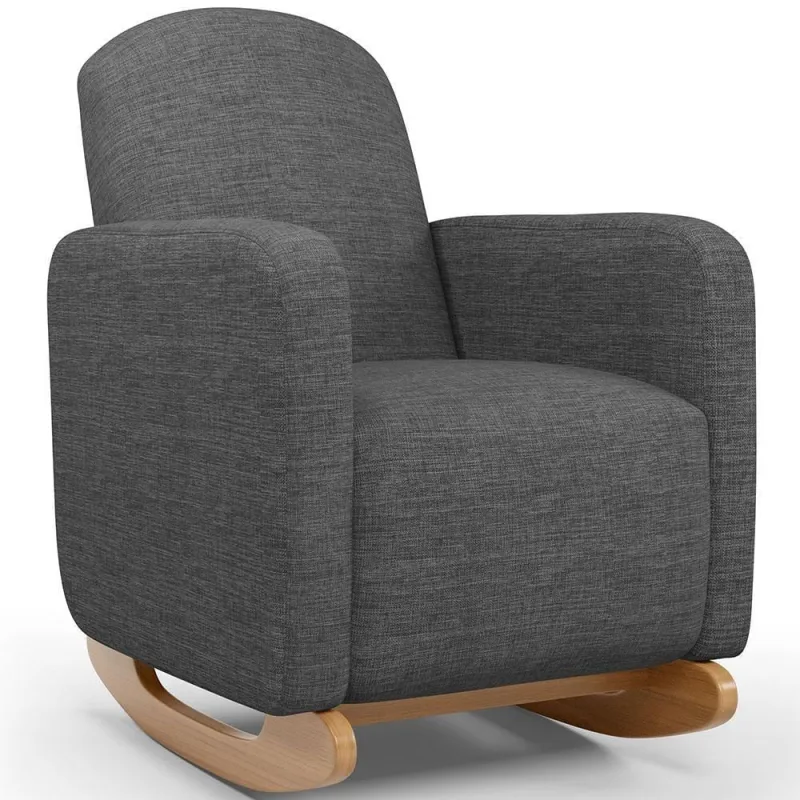 Poltrona De Amamentação Com Balanço Orgânica Saori W01 Linho Cinza Escuro - Lyam Decor - Lyam Decor
