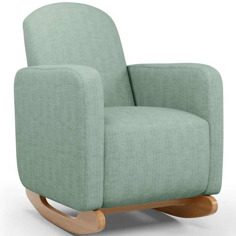 Poltrona de Amamentação com Balanço Orgânica Saori W01 Linho Verde Menta - Lyam Decor - Lyam Decor