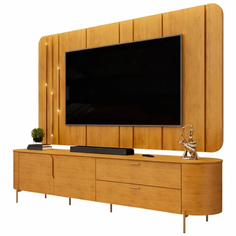 Rack Para Sala com Painel Para TV 75 Pol Dion D05 Cedro - Lyam Decor - Lyam Decor - Móveis