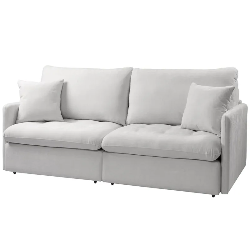 Sofá 3 Lugares Retrátil Reclinável Para Sala de Estar 194cm Aden K01 Bouclê Soft Bege - Lyam  Decor - Lyam Decor - Móveis