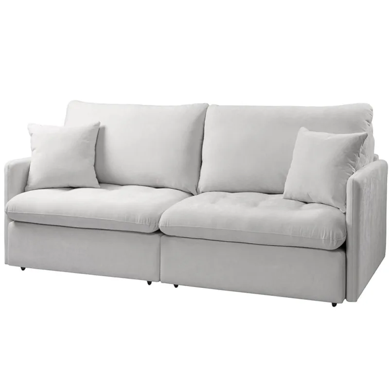 Sofá 3 Lugares Retrátil Reclinável Para Sala de Estar 214cm Aden K01 Bouclê Soft Bege - Lyam  Decor - Lyam Decor - Móveis
