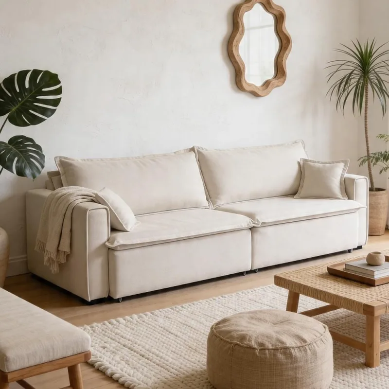 Sofá 3 Lugares Retrátil Reclinável Para Sala de Estar 180cm Sumaya K01 Veludo Bege - Lyam  Decor - Lyam Decor - Móveis
