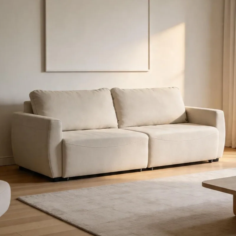 Sofá 3 Lugares Retrátil Reclinável Para Sala de Estar 250cm Siloé K01 Veludo Bege - Lyam  Decor - Lyam Decor - Móveis