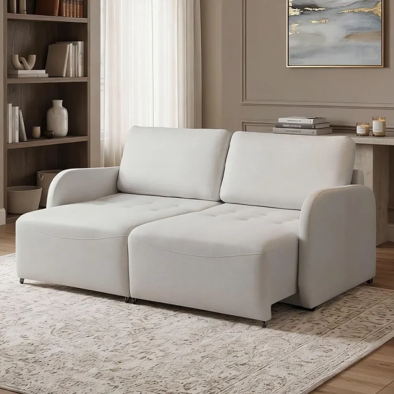 Sofá 2 Lugares Retrátil Reclinável Para Sala de Estar 156cm Luzon K01 Linho Soft Creme - Lyam  Decor - Lyam Decor