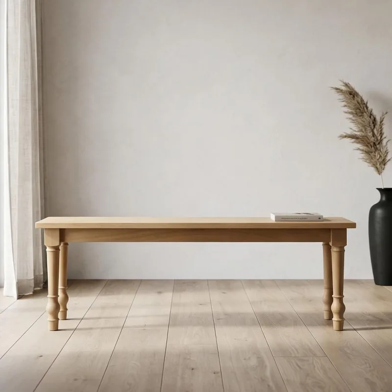Banco de Madeira Maciça Para Cozinha Varanda Gourmet 136cm Pés Torneados Lazuli F06 Freijó - Lyam Decor - Lyam Decor - Móveis