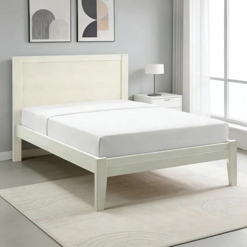 Cama Casal De Madeira Maciça Para Colchão 138x188 Mazzaro F06 Branco - Lyam Decor - Lyam Decor - Móveis