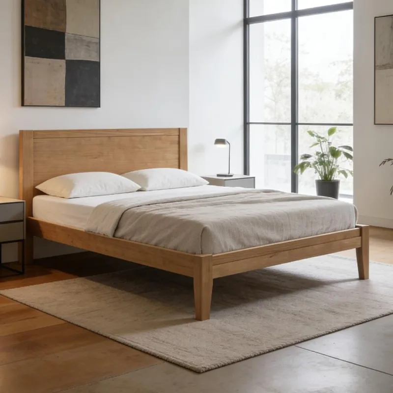 Cama Casal De Madeira Maciça Para Colchão 138x188 Mazzaro F06 Freijó - Lyam Decor - Lyam Decor - Móveis