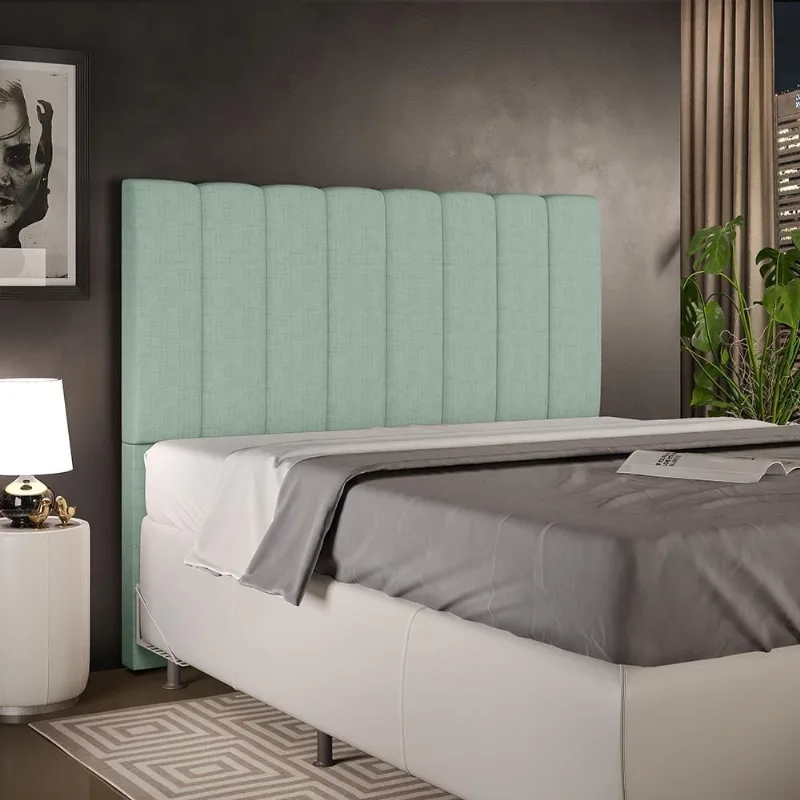 Cabeceira Cama Box Casal 140 cm Dália W01 Linho Verde menta - Lyam Decor - Lyam Decor