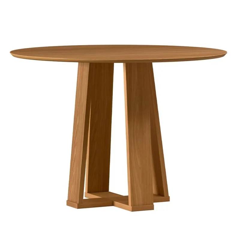 Mesa de Jantar 4 Lugares Redonda 100cm Tampo MDF Belly N01 Ypê - Lyam Decor - Lyam Decor