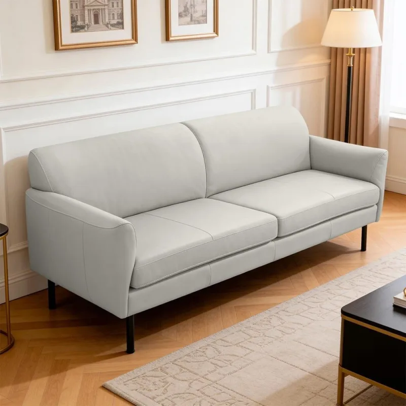 Sofá 2 Lugares Para Sala Living Pés Industrial 177cm Nunno F04 Couríssimo Gelo - Lyam Decor - Lyam Decor
