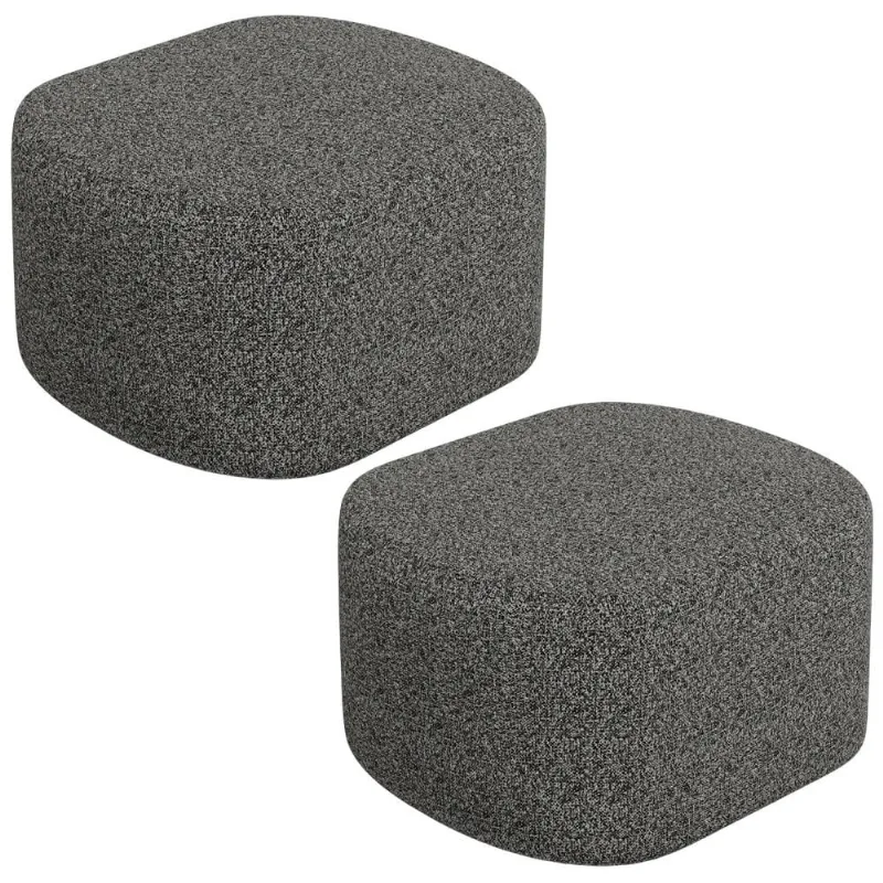 Kit 02 Puffs Decorativo Orgânico para Living Quarto 70cm Doha W01 Linho Mescla Chumbo - Lyam Decor - Lyam Decor