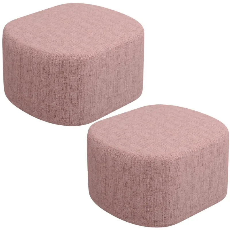 Kit 02 Puffs Decorativo Orgânico para Living Quarto 70cm Doha W01 Linho Rosa - Lyam Decor - Lyam Decor