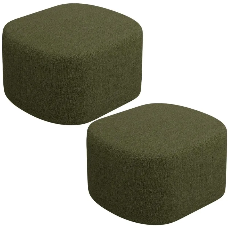 Kit 02 Puffs Decorativo Orgânico para Living Quarto 70cm Doha W01 Linho Verde- Lyam Decor - Lyam Decor