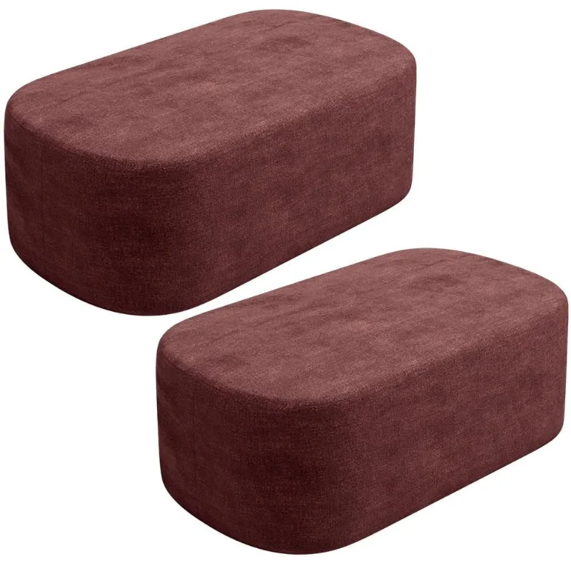 Kit 02 Puffs Decorativo Orgânico para Living Quarto 100cm Doha W01 Linho Bordô - Lyam Decor - Lyam Decor