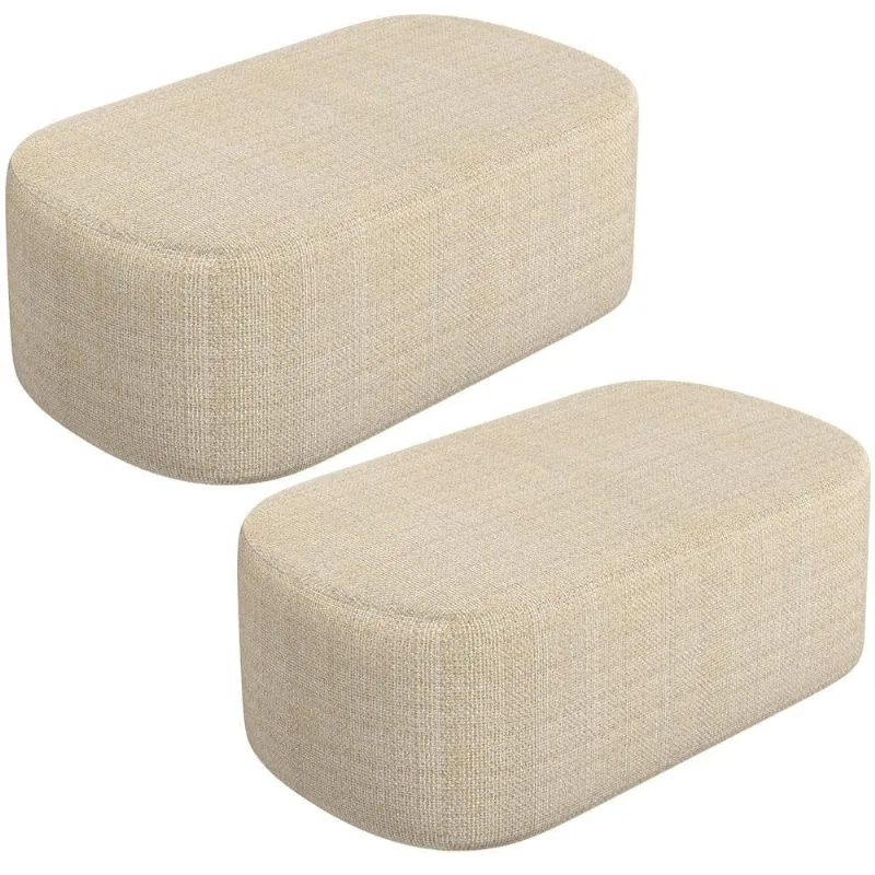 Kit 02 Puffs Decorativo Orgânico para Living Quarto 100cm Doha W01 Linho Palha - Lyam Decor - Lyam Decor