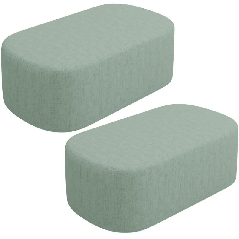 Kit 02 PuffsDecorativo Orgânico para Living Quarto 100cm Doha W01 Linho Verde Menta - Lyam Decor - Lyam Decor