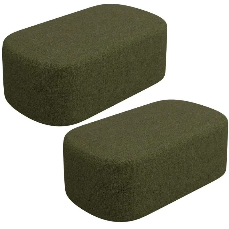 Kit 02 Puffs Decorativo Orgânico para Living Quarto 100cm Doha W01 Linho Verde- Lyam Decor - Lyam Decor