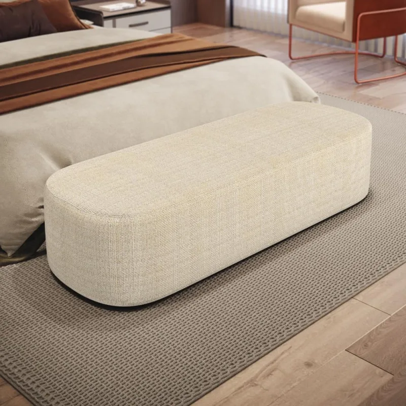 Puff Decorativo Orgânico para Living Quarto 140cm Doha W01 Linho Palha - Lyam Decor - Lyam Decor
