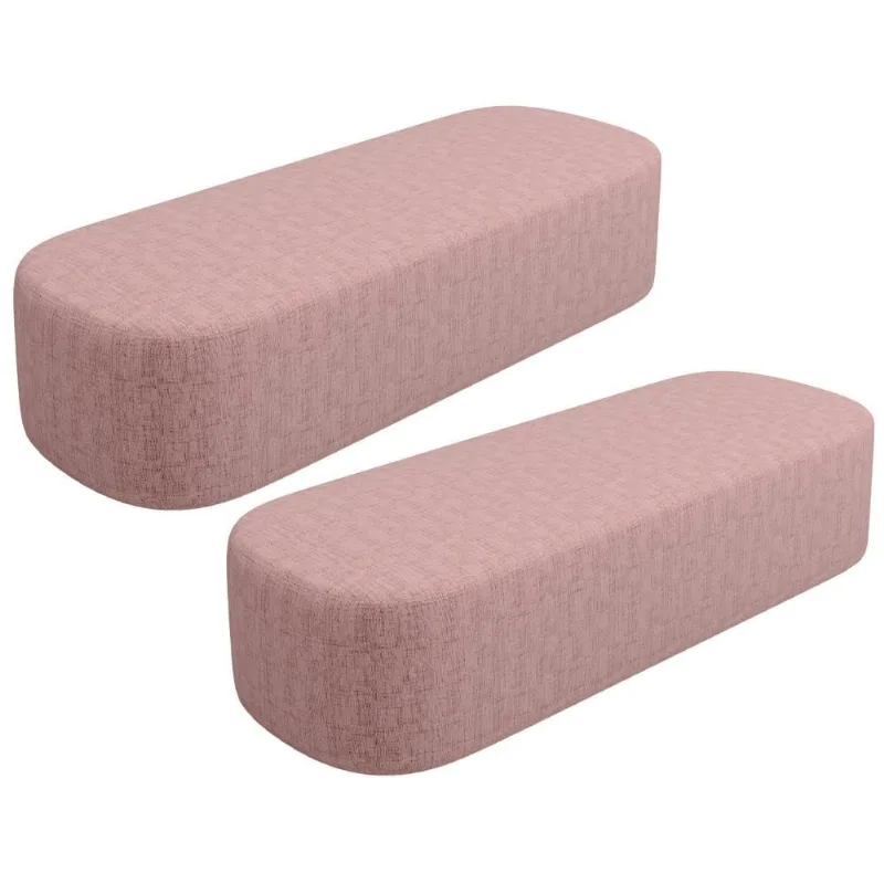 Kit 02 Puffs Decorativo Orgânico para Living Quarto 140cm Doha W01 Linho Rosa - Lyam Decor - Lyam Decor