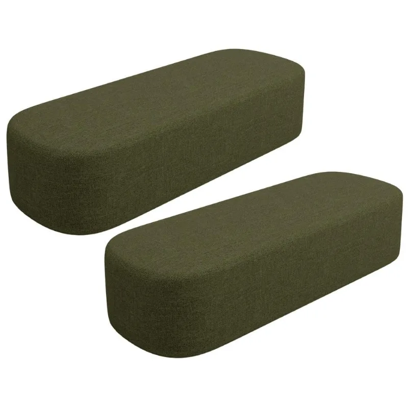 Kit 02 Puffs Decorativo Orgânico para Living Quarto 160cm Doha W01 Linho Verde- Lyam Decor