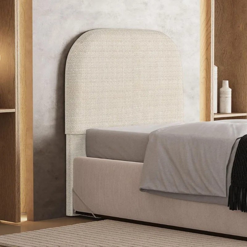 Cabeceira Cama Box Solteiro 100cm Orgânica Lanna W01 Linho Palha - Lyam Decor - Lyam Decor