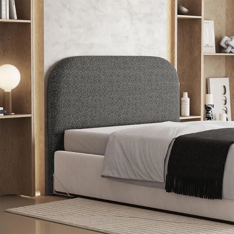 Cabeceira Cama Box Casal 140cm Orgânica Lanna W01 Linho Mescla Chumbo - Lyam Decor - Lyam Decor