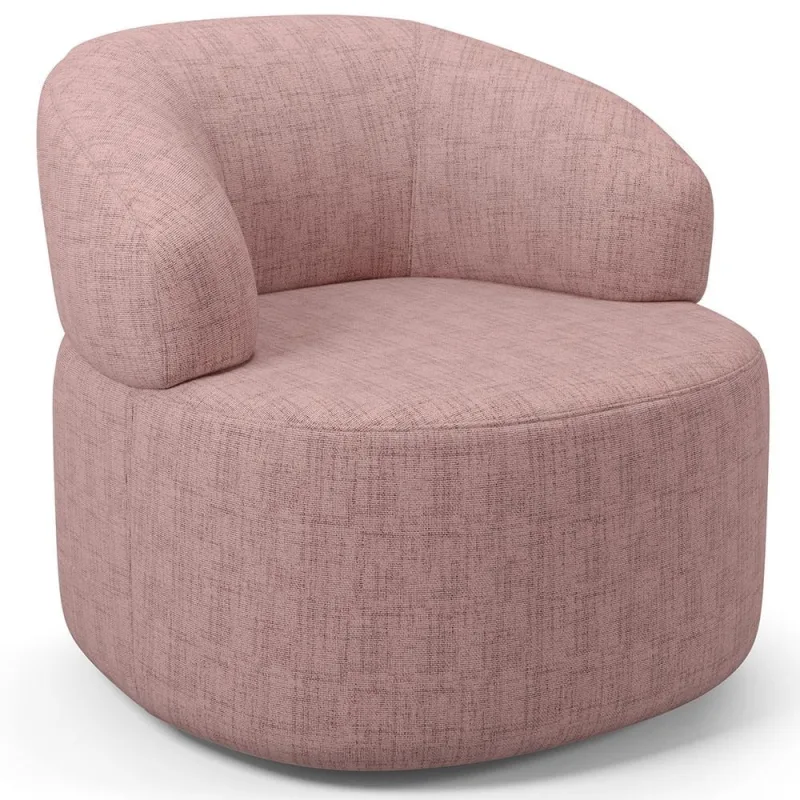Poltrona Giratória Orgânica Para Sala de Estar Living Helena L02 Linho Rosa - Lyam Decor - Lyam Decor