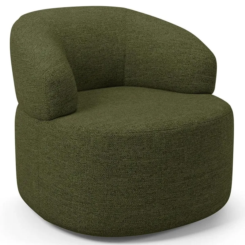 Poltrona Giratória Orgânica Para Sala de Estar Living Helena L02 Linho Verde - Lyam Decor - Lyam Decor