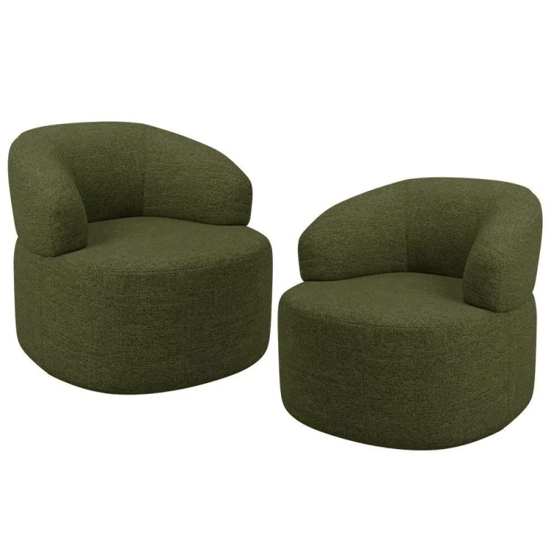 Kit 2 Poltronas Giratórias Helena L02 para Sala de Estar Linho Verde Lyam Decor - Lyam Decor - Móveis