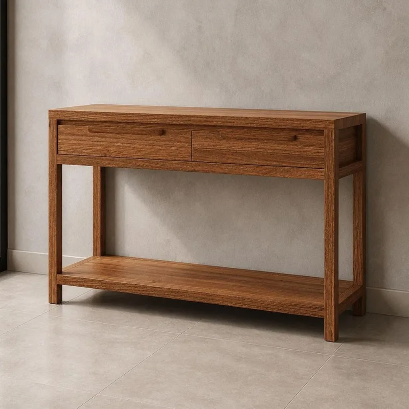 Aparador Para Sala Madeira Maciça 2 Gavetas 130cm Dunia F06 Rústico Escuro - Lyam Decor - Lyam Decor