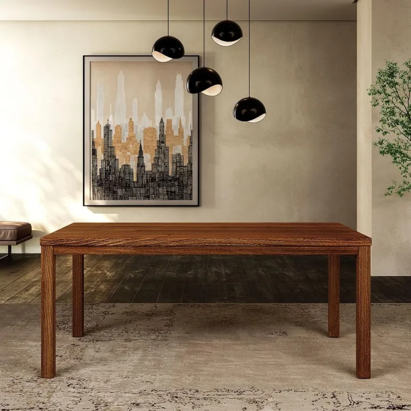 Mesa De Jantar 6 Lugares Retangular 180cm Madeira Maciça Dunia F06 Rústico Escuro - Lyam Decor - Lyam Decor
