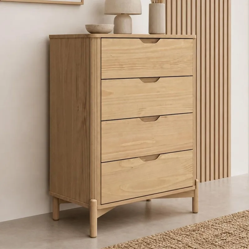 Cômoda Para Quarto 4 Gavetas Orgânica Madeira Maciça Benton F06 Tauari - Lyam Decor - Lyam Decor