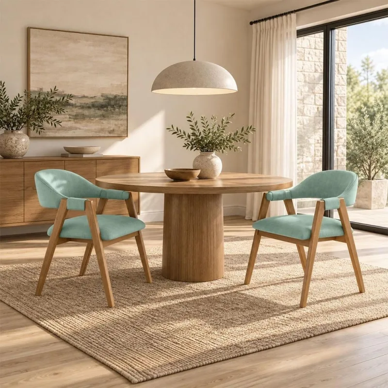 Kit 02 Cadeiras de Jantar e Estar Living Estofada Nadja L02 Linho Verde Menta - Lyam Decor - Lyam Decor