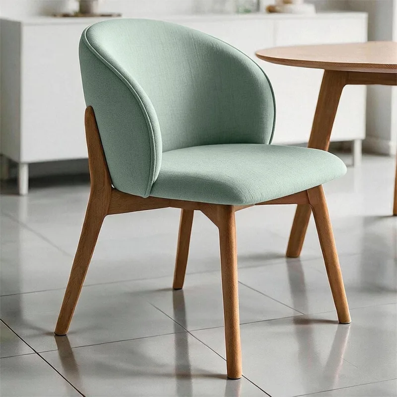 Cadeira de Jantar e Estar Living Estofada Mia L02 Linho Verde Menta - Lyam Decor - Lyam Decor - Móveis