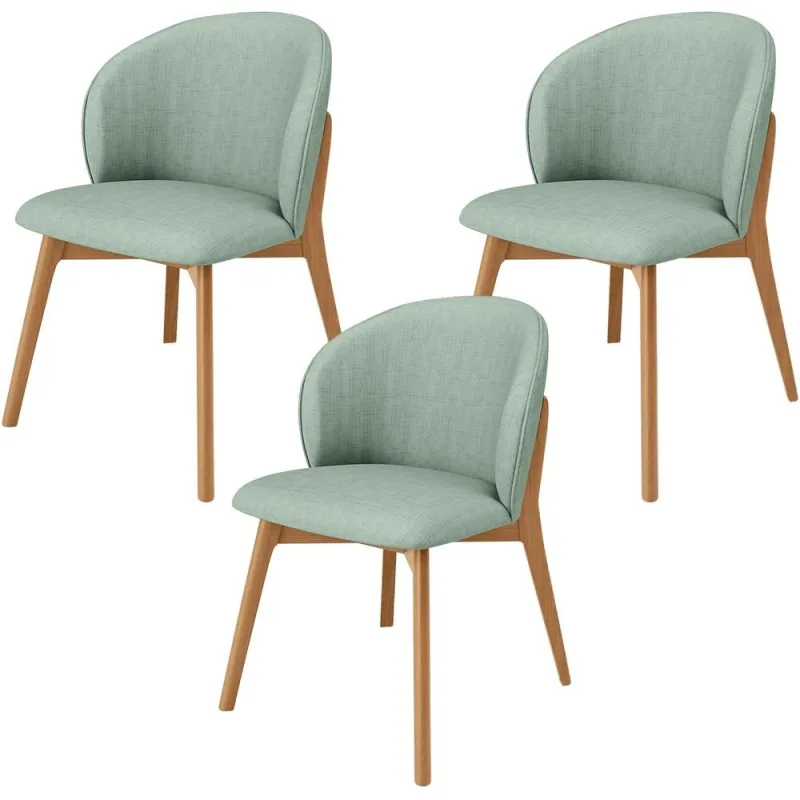 Kit 03 Cadeiras de Jantar e Estar Living Estofada Mia L02 Linho Verde Menta - Lyam Decor - Lyam Decor - Móveis