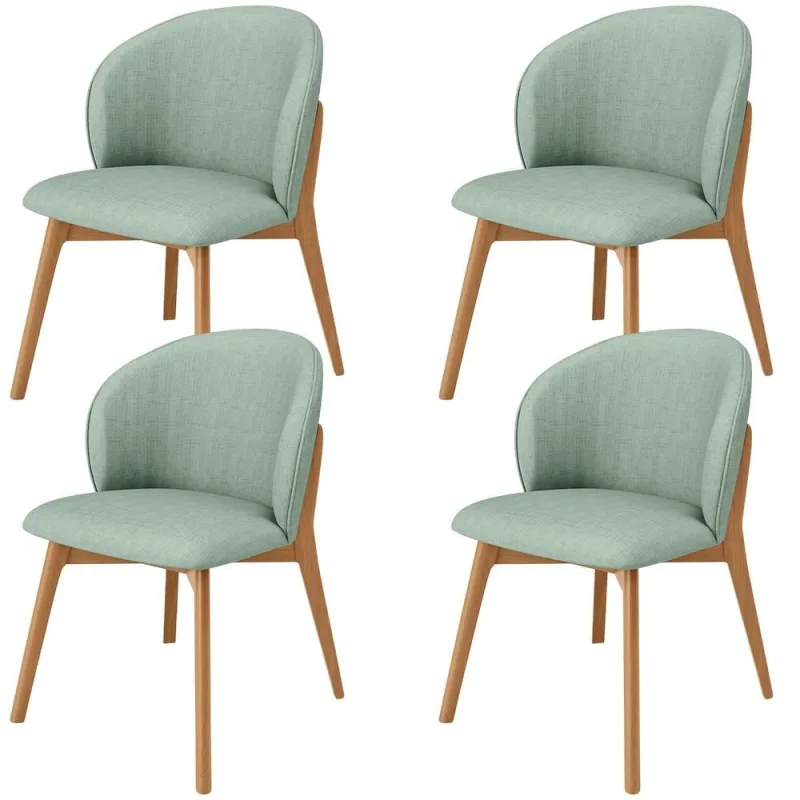Kit 04 Cadeiras de Jantar e Estar Living Estofada Mia L02 Linho Verde Menta - Lyam Decor - Lyam Decor - Móveis
