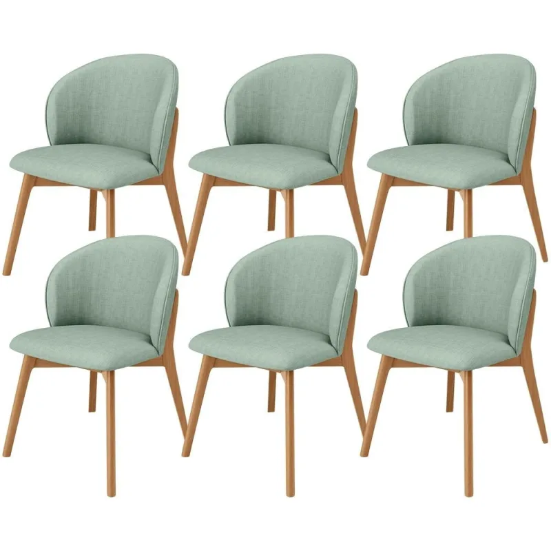Kit 06 Cadeiras de Jantar e Estar Living Estofada Mia L02 Linho Verde Menta - Lyam Decor - Lyam Decor - Móveis