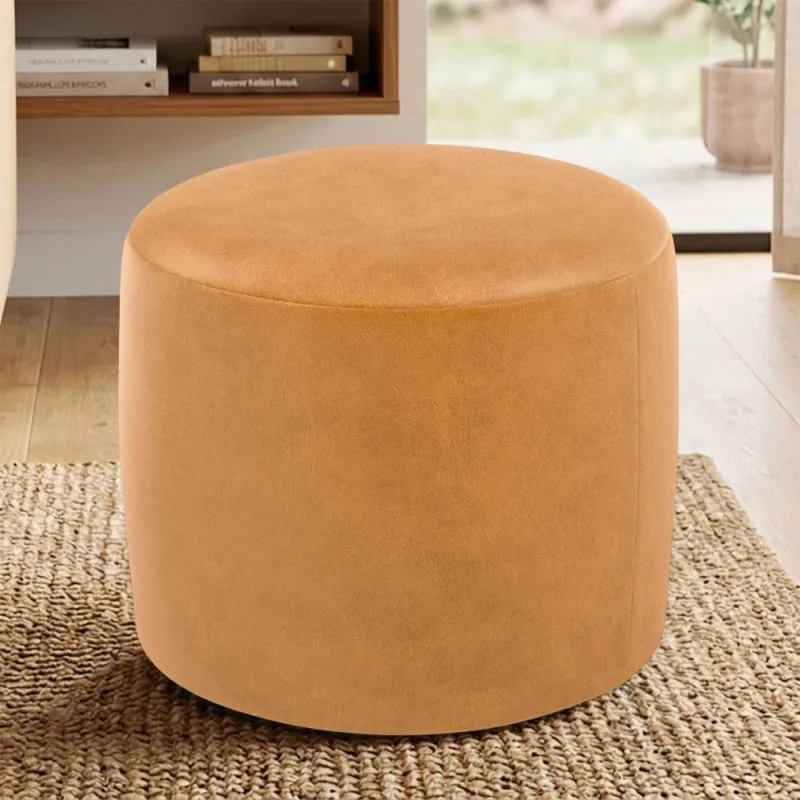 Puff Redondo 50cm Sala De Estar Living Coliseu W01 Couríssimo Whisky - Lyam Decor - Lyam Decor - Móveis